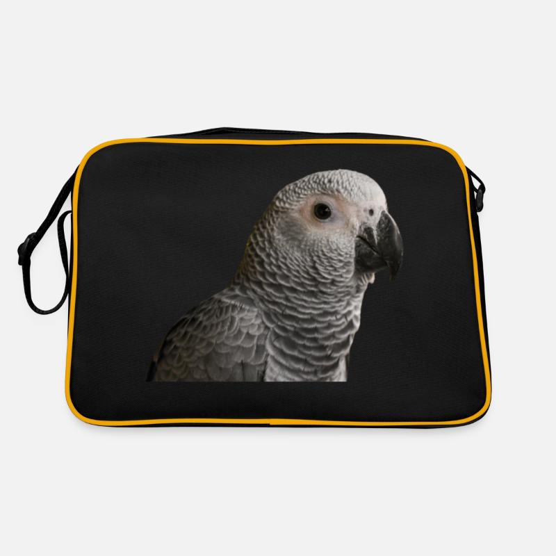 Graupapagei - Retro Tasche - Schwarz/Gold