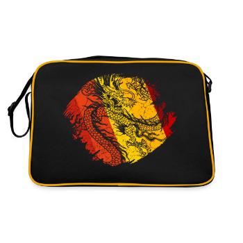 Chinesischer Drache - Retro Tasche - Schwarz/Gold - Hinten