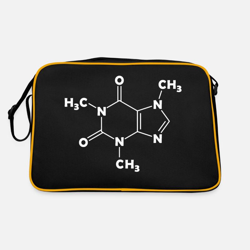 Koffein Molekül Strukturformel Kaffee Chemie - Retro Tasche - Schwarz/Gold