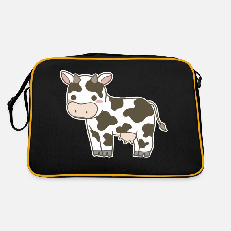 Kuh - Retro Tasche - Schwarz/Gold