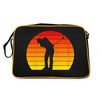 Golfer Golfball Retro Golf Golfspieler Vintage - Retro Tasche - Schwarz/Gold - Hinten
