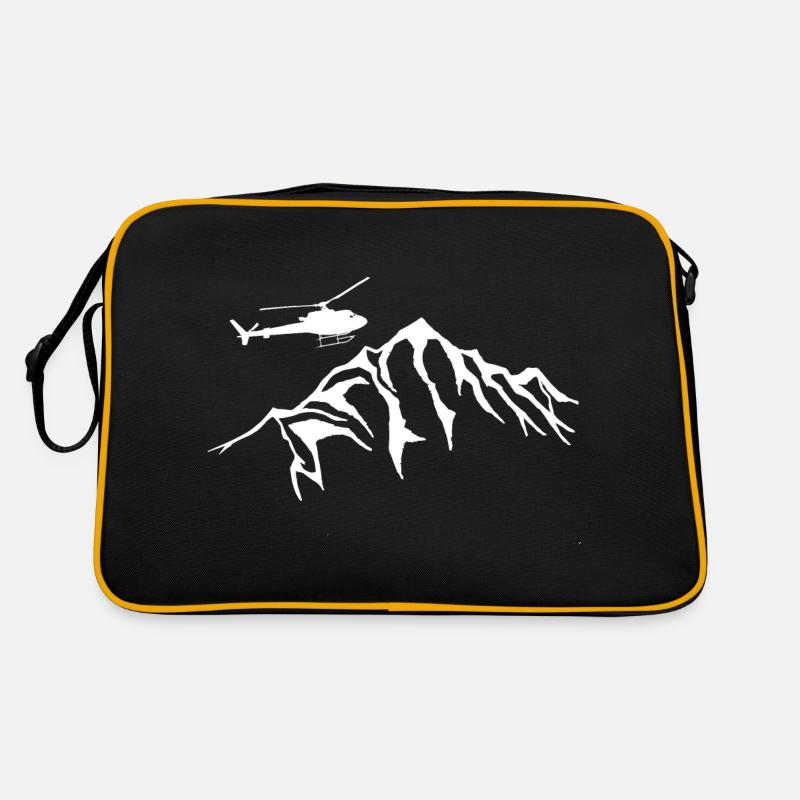Helicopter over the mountains Retro Bag