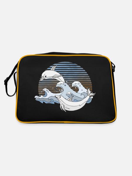 Dolphins - Retro Bag - black/gold - Back