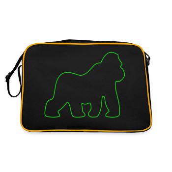 Gorilla, Silberrücken, Affe, Affen, Gorillas, - Retro Tasche - Schwarz/Gold - Hinten