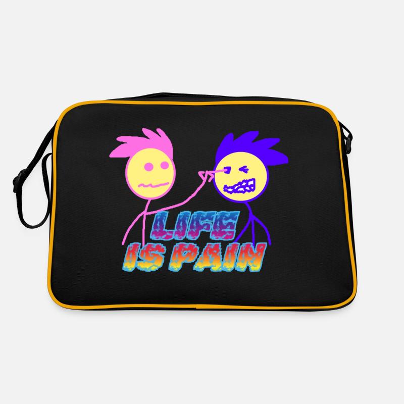 la vie est douleur - Sac Retro - noir/or