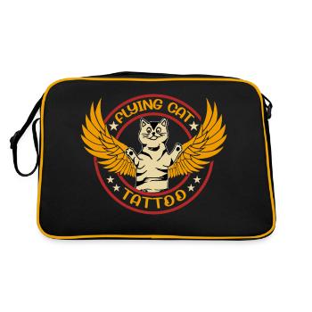 Fliegende Katze - Retro Tasche - Schwarz/Gold - Hinten