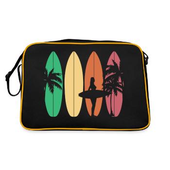 Surfing Surfboard Surfer Geschenksidee - Retro Tasche - Schwarz/Gold - Hinten