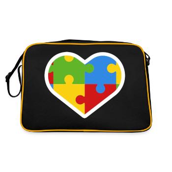 Autism Heart Inclusion Gift - Retro Bag - black/gold - Back