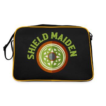 Shield Maiden Viking Norse - Retro Tasche - Schwarz/Gold - Hinten
