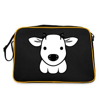 cow cute animal farm animals funny cows new 1 - Retro Bag - black/gold - Back