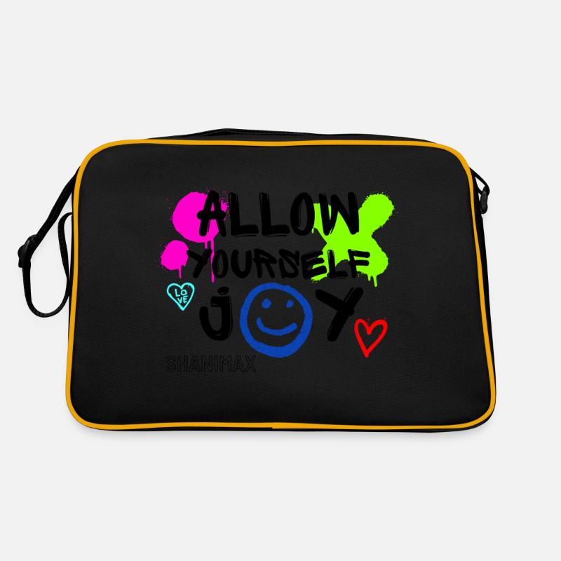 SHANIMAX Joy and happiness - Retro Tasche - Schwarz/Gold