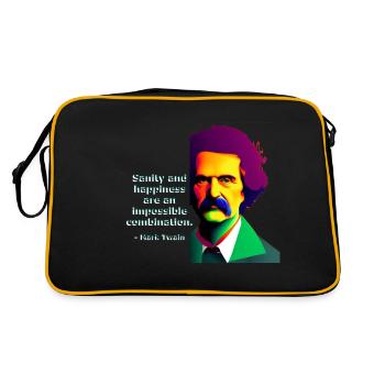 Mark Twain Zitat: geistige Gesundheit und Glück - Retro Tasche - Schwarz/Gold - Hinten