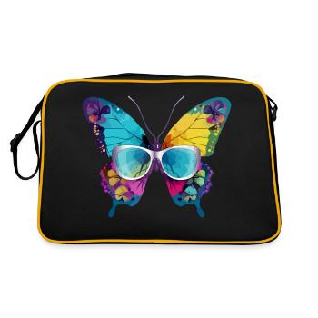 Harry, der bebrillte Schmetterling - Retro Tasche - Schwarz/Gold - Hinten
