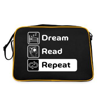 Dream Read Repeat - Retro Tasche - Schwarz/Gold - Hinten