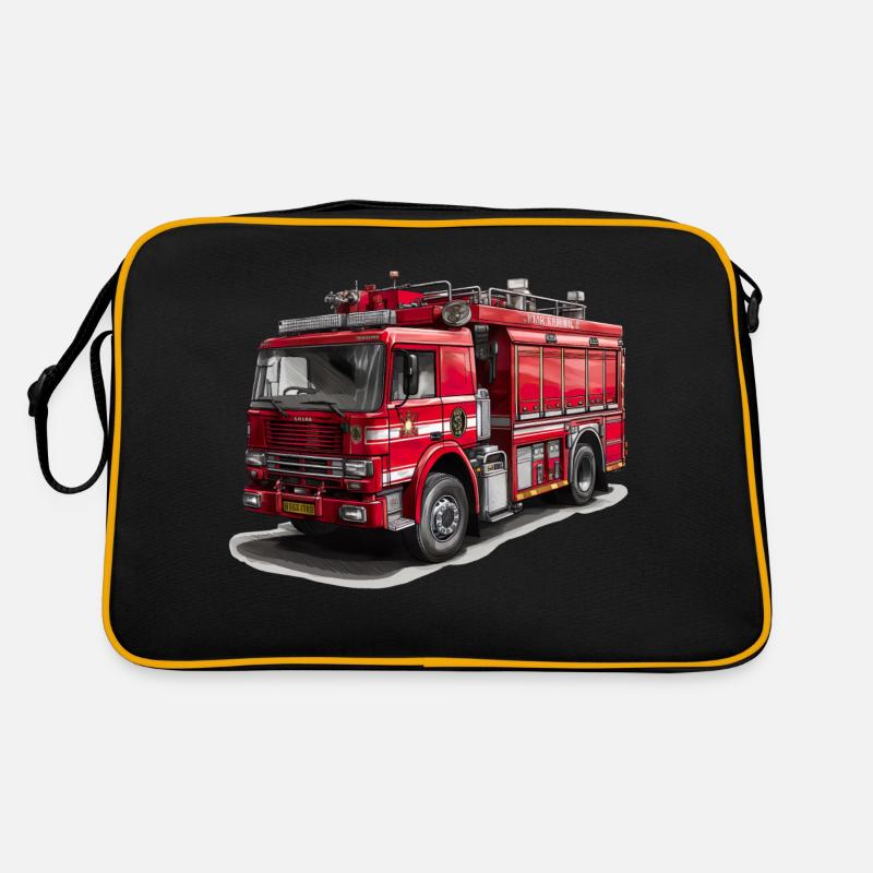 Mit dem Feuerwehrauto Brände bekämpfen Retro Tasche