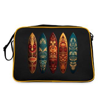 Polynesian art on different surfboards - Retro Bag - black/gold - Back