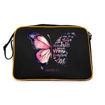 « Je peux tout par le Christ... Papillon - Sac Retro - noir/or - Dos