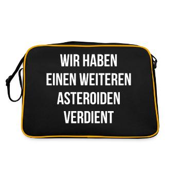Asteroid Astronomie Spruch - Retro Tasche - Schwarz/Gold - Hinten