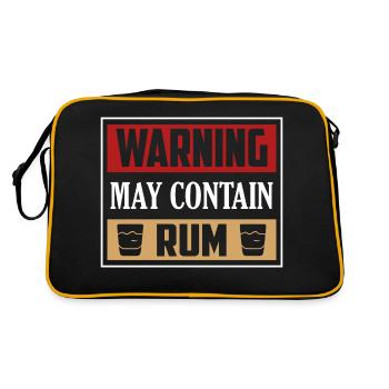 Warning May Contain Rum Alcohol Drinking - Retro Tasche - Schwarz/Gold - Hinten