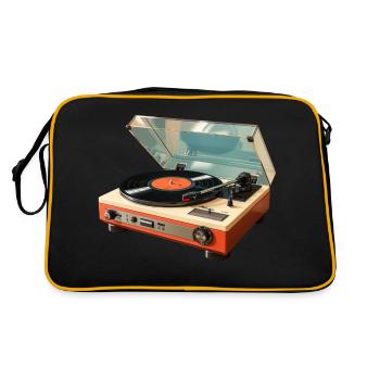Retro Plattenspieler 60er 70er Jahre Vinyl Vintage - Retro Tasche - Schwarz/Gold - Hinten