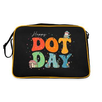 Happy Dot Day Hippie Flowers Gnome Mushroon Groovy - Retro Bag - black/gold - Back
