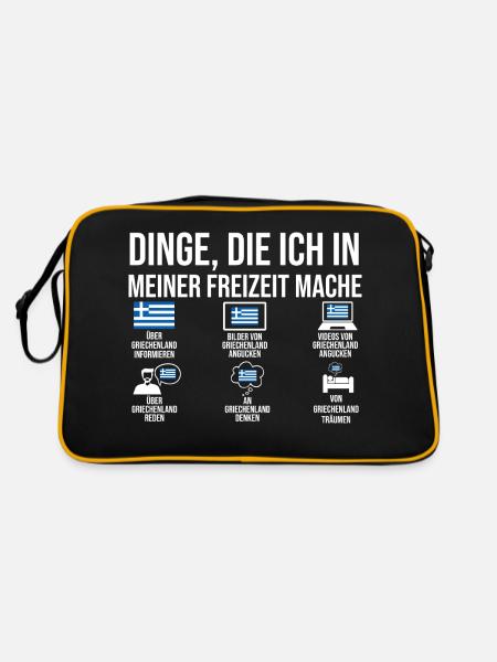Griechen Grieche Griechenland - Retro Tasche - Schwarz/Gold - Hinten
