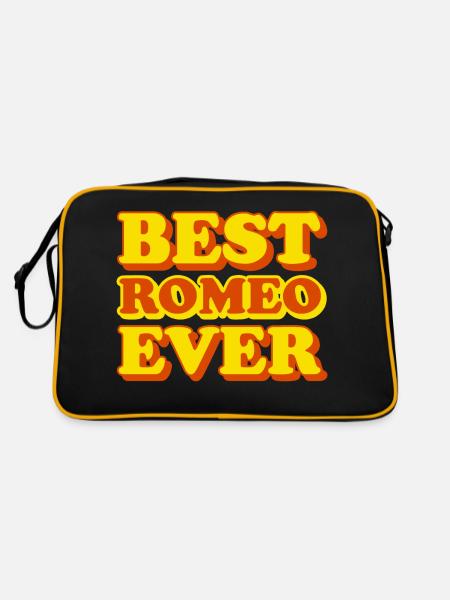 Romeo Vorname lustiges Geschenk - Retro Tasche - Schwarz/Gold - Hinten