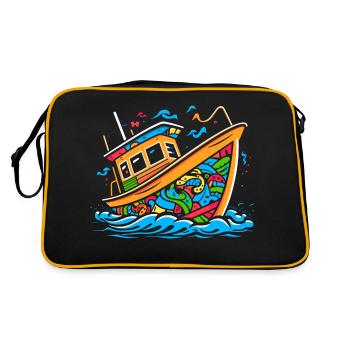 Pop Art Doodle Boat - Caricature vibrante - Sac Retro - noir/or - Dos