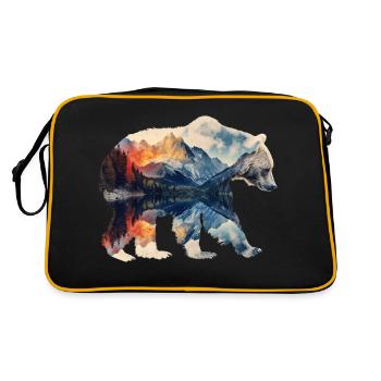 Bär mit Doppelbelichtung - Retro Tasche - Schwarz/Gold - Hinten