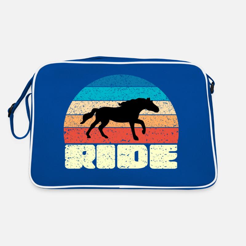 Coucher de soleil vintage avec cheval noir Sac Retro