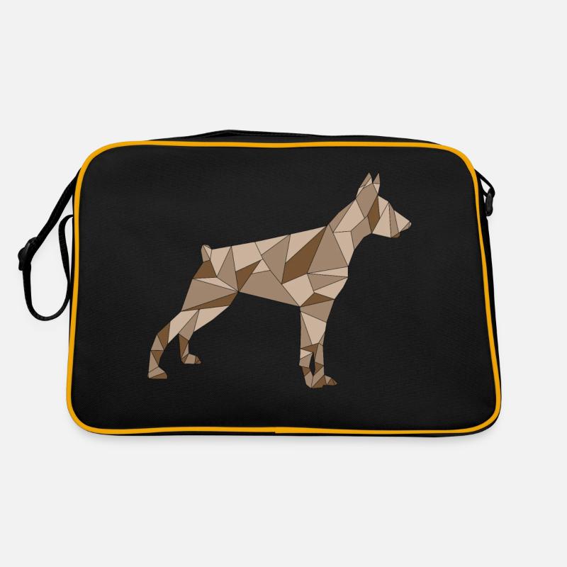 geometric brown DOBERMAN - Retro Bag - black/gold