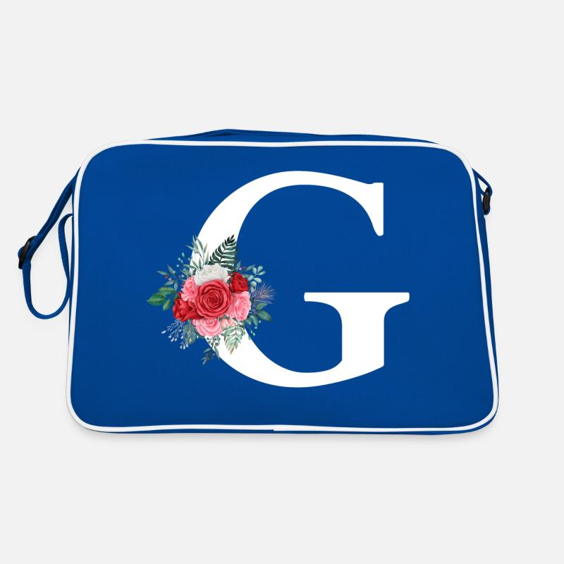 Roter Blumenbuchstabe G Retro Tasche