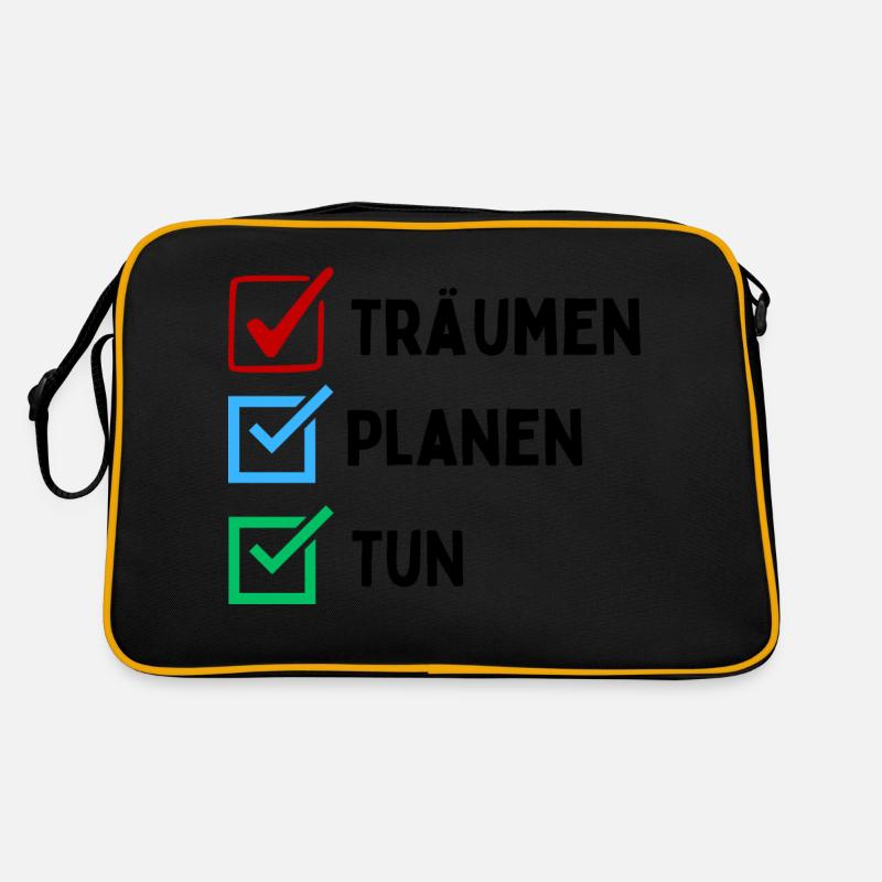 Dream Plan Do Checklist Design Black White Retro Bag