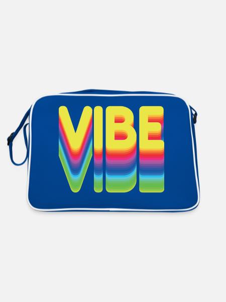 Nur gute Vibes - retro style - Retro Tasche - Blau/Weiß - Hinten