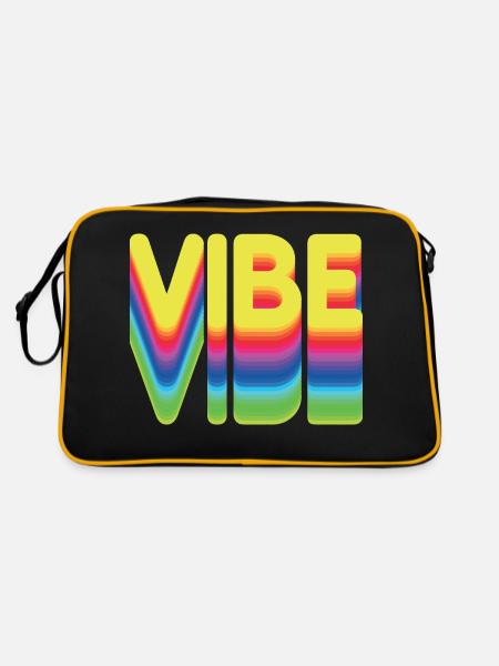 Nur gute Vibes - retro style - Retro Tasche - Schwarz/Gold - Hinten