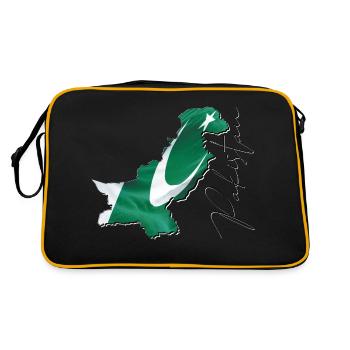 Drapeau du Pakistan sur la carte du Pakistan - Sac Retro - noir/or - Dos