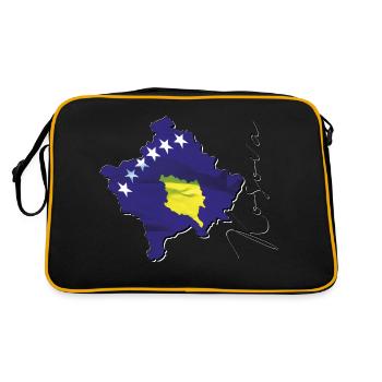Drapeau du Kosovo sur la carte du Kosovo XK - Sac Retro - noir/or - Dos
