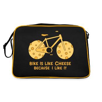 Fahrrad ist wie Käse, weil ich es mag - Retro Tasche - Schwarz/Gold - Hinten