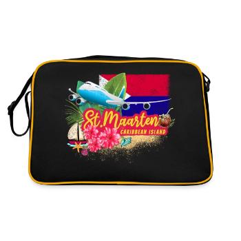 St. Maarten Retro Karibik Vintage Insel Souvenir - Retro Tasche - Schwarz/Gold - Hinten