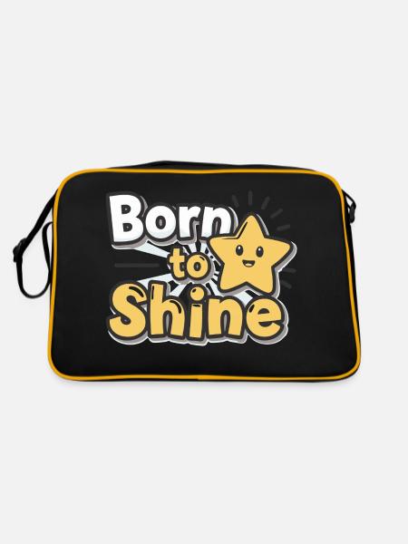 Born to Shine – Strahlender Stern - Retro Tasche - Schwarz/Gold - Hinten
