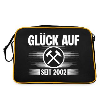 Glueck auf seit 2002 - Retro Tasche - Schwarz/Gold - Hinten