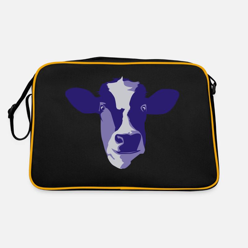 Kuh - Retro Tasche - Schwarz/Gold