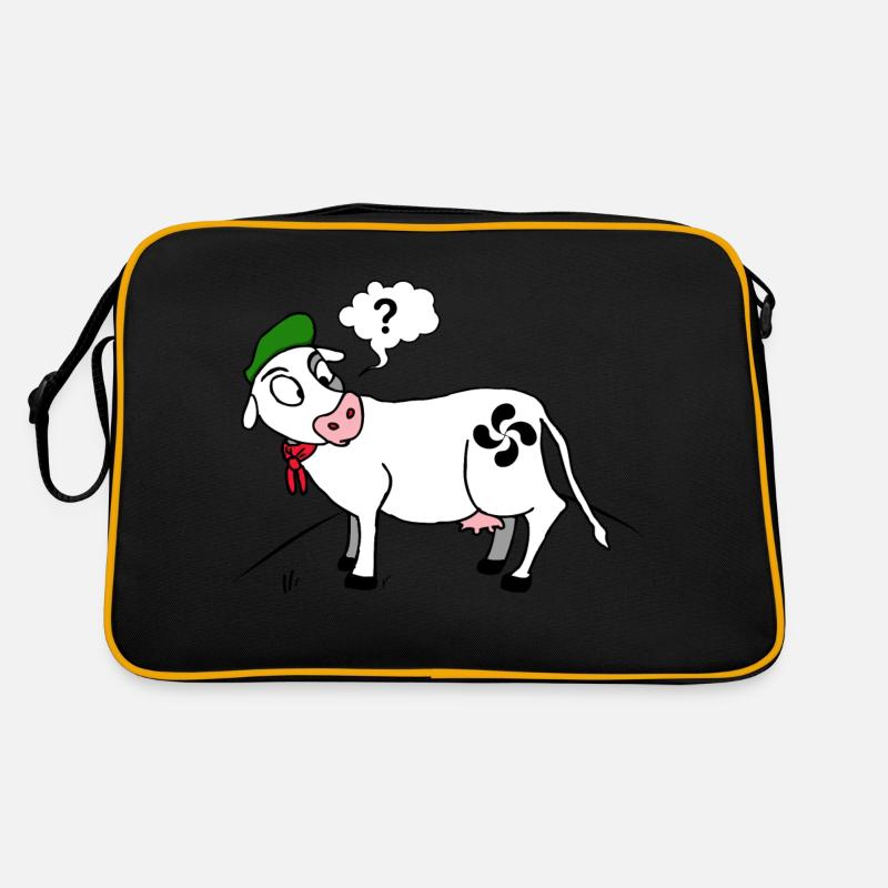 Les vaches aux Pays basque - Sac Retro - noir/or