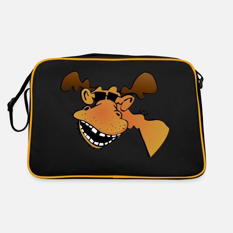 Elch mit Sonnenbrille - Retro Tasche - Schwarz/Gold