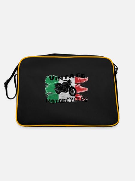 vintagemotorcyclesit - Retro Tasche - Schwarz/Gold - Hinten