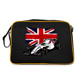 Racecar - Rennauto - Union Jack - UK Flag - Retro Tasche - Schwarz/Gold - Hinten