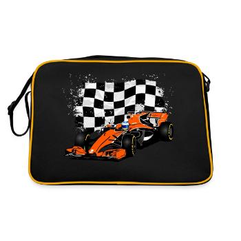 Racecar - Rennauto - Racing Flag - Retro Tasche - Schwarz/Gold - Hinten