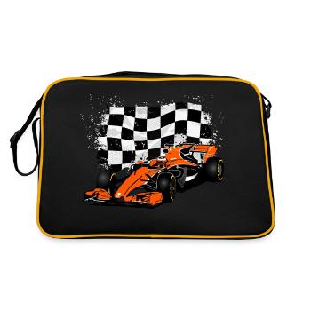 Racecar - Rennauto - Racing Flag - Retro Tasche - Schwarz/Gold - Hinten