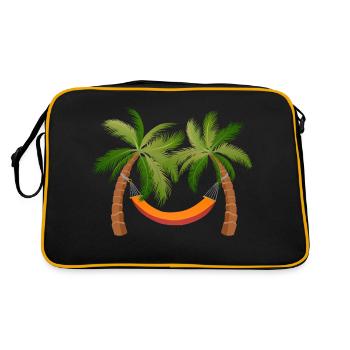 hammock palm tree holiday palm trees - Retro Bag - black/gold - Back