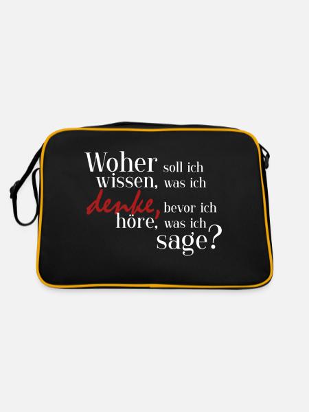 Woher soll ich wissen, was ich denke? - Retro Tasche - Schwarz/Gold - Hinten
